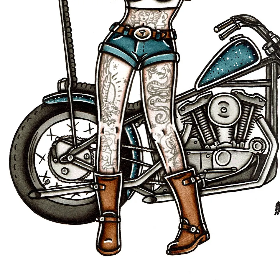 Ironhead Chopper Pinup Painting