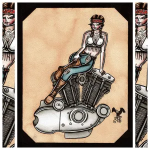 Ironhead Engine Pinup Original Painting