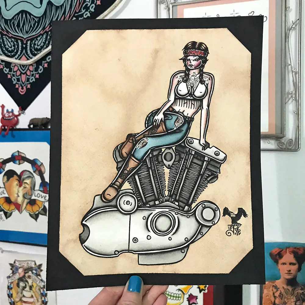 Ironhead Engine Pinup Original Painting