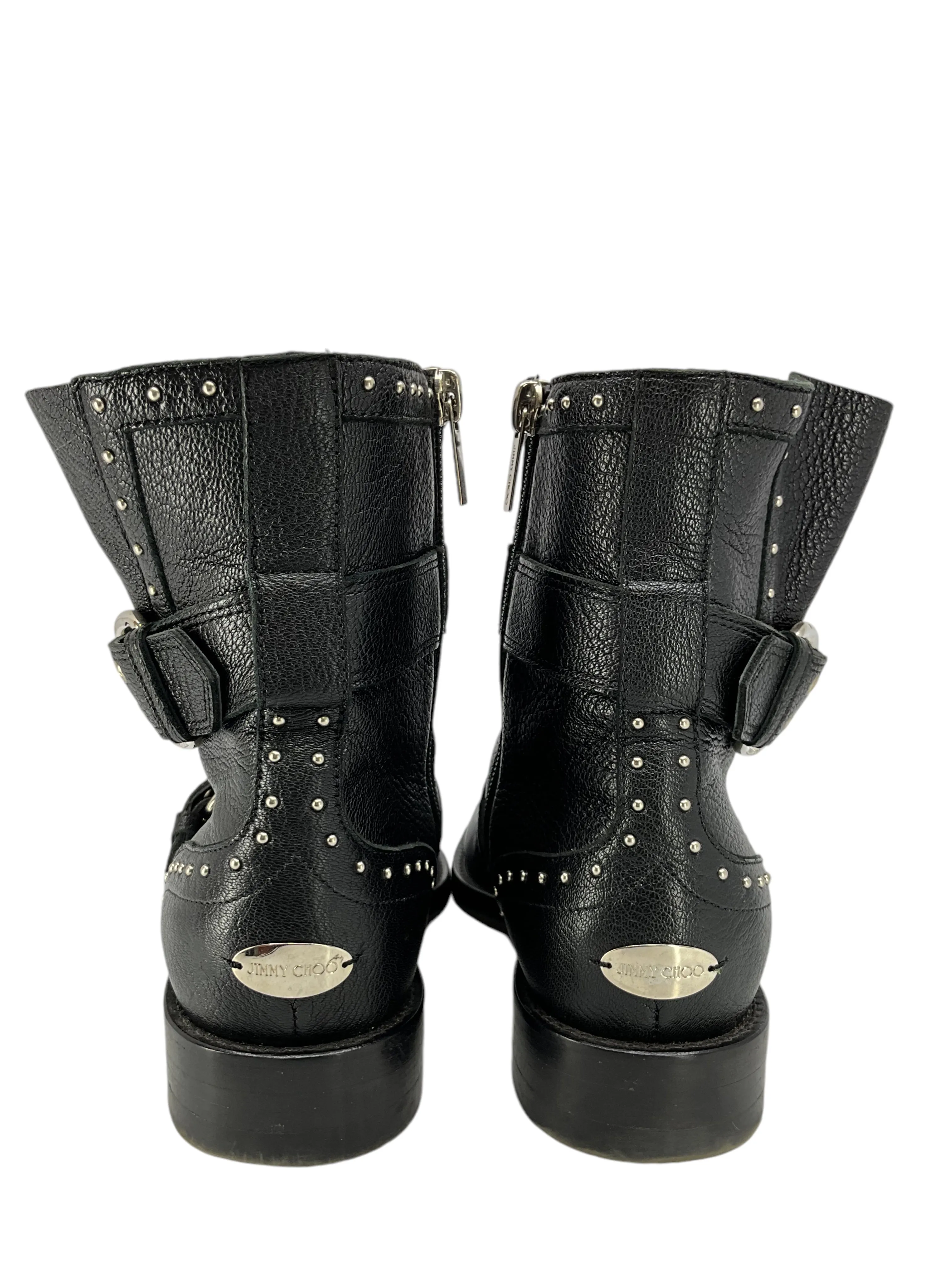 JIMMY CHOO Blyss Studded Biker Boots Size 7.5