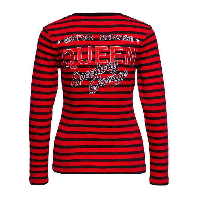 King Kerosin Queen Kerosin Motor Queen Long Sleeves Ladies T-Shirt Black / Red