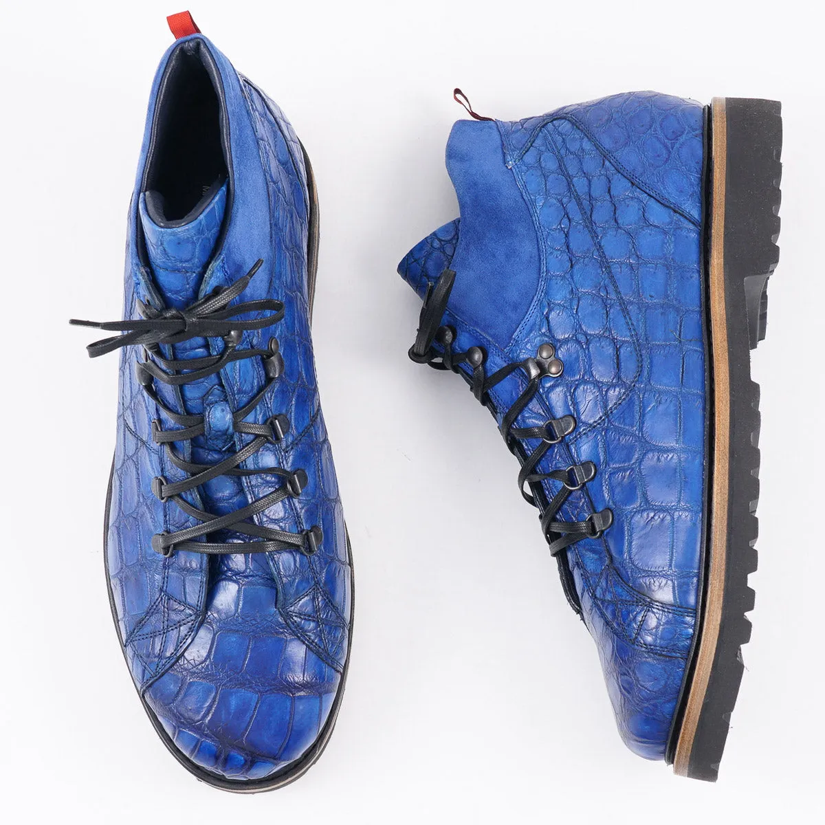 Kiton Blue Crocodile Hiking Boots