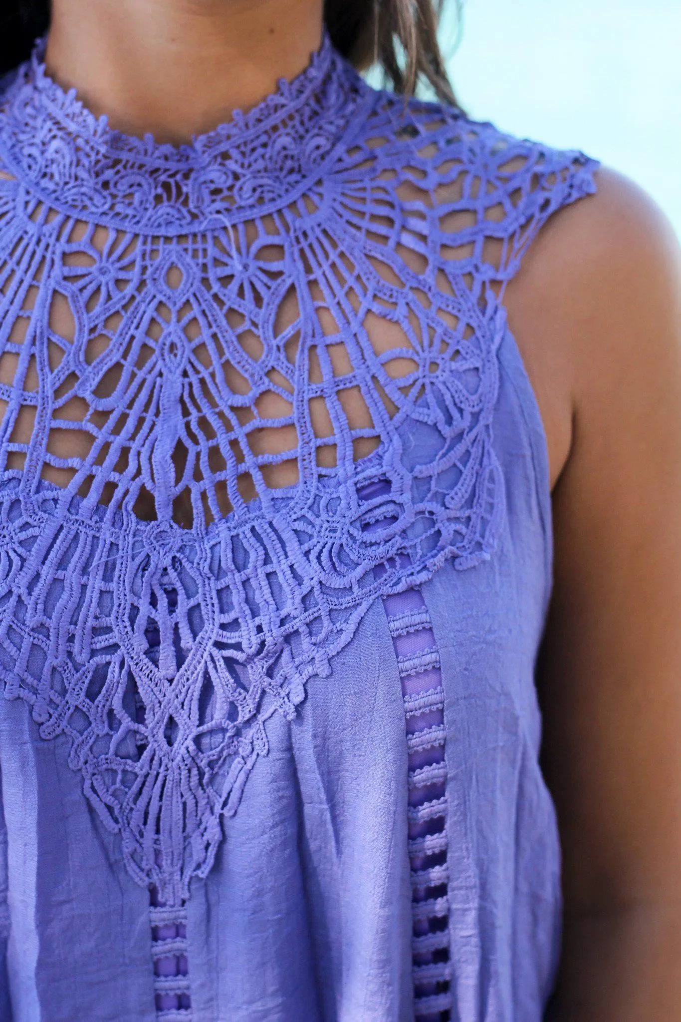 Lavender Crochet Short Dress