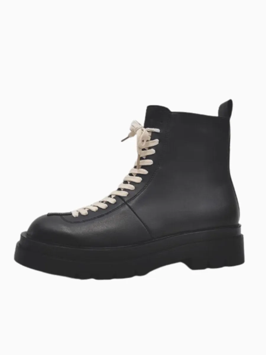 leather side zipper rider biker boots