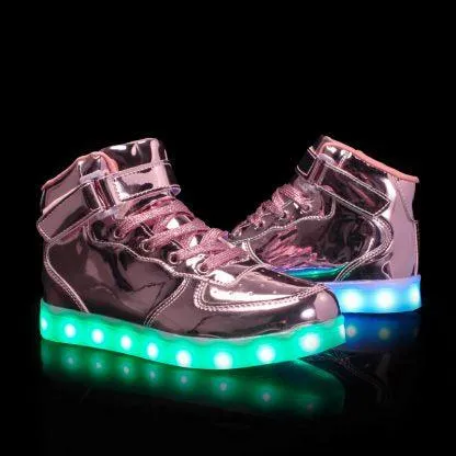 Led Sneakers For Kids Light Up Shiny Lavender  | Kids Led Light Shoes