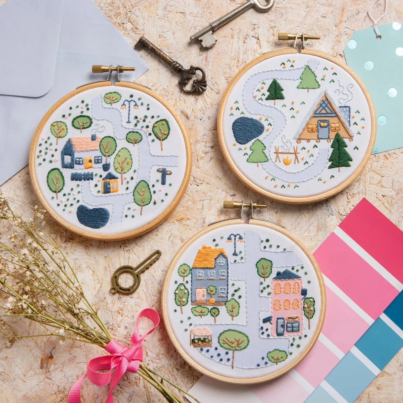 Log Cabin Mini Embroidery Kit