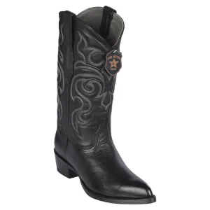 Los Altos Black Genuine All-Over Deerskin J-Toe Cowboy Boots