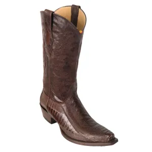 Los Altos Brown Ostrich Leg Snip Toe Cowboy Boots