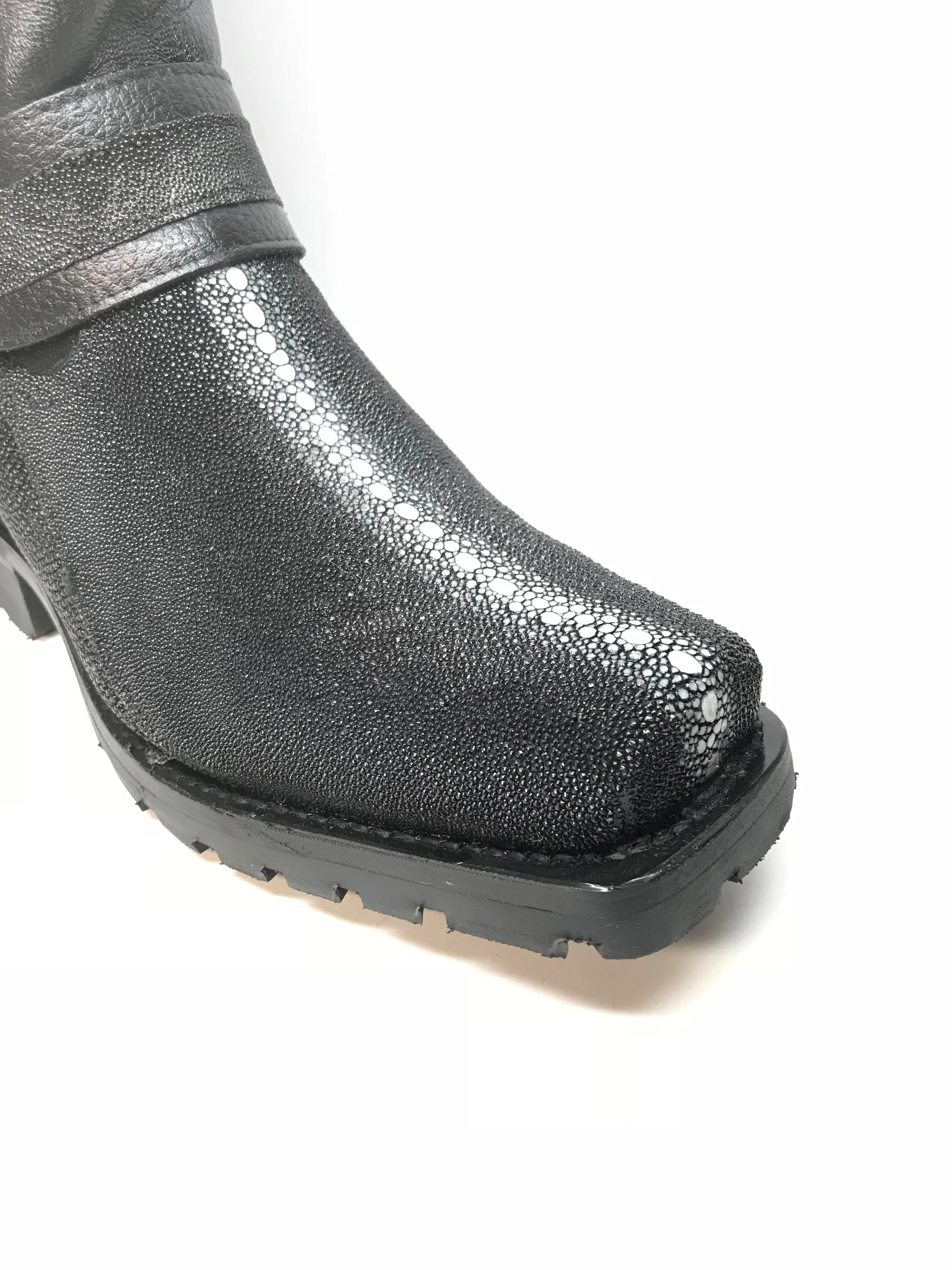 Los Altos Harness Black Stingray Biker Boots