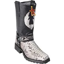 Los Altos Harness Natural Python Biker Boots