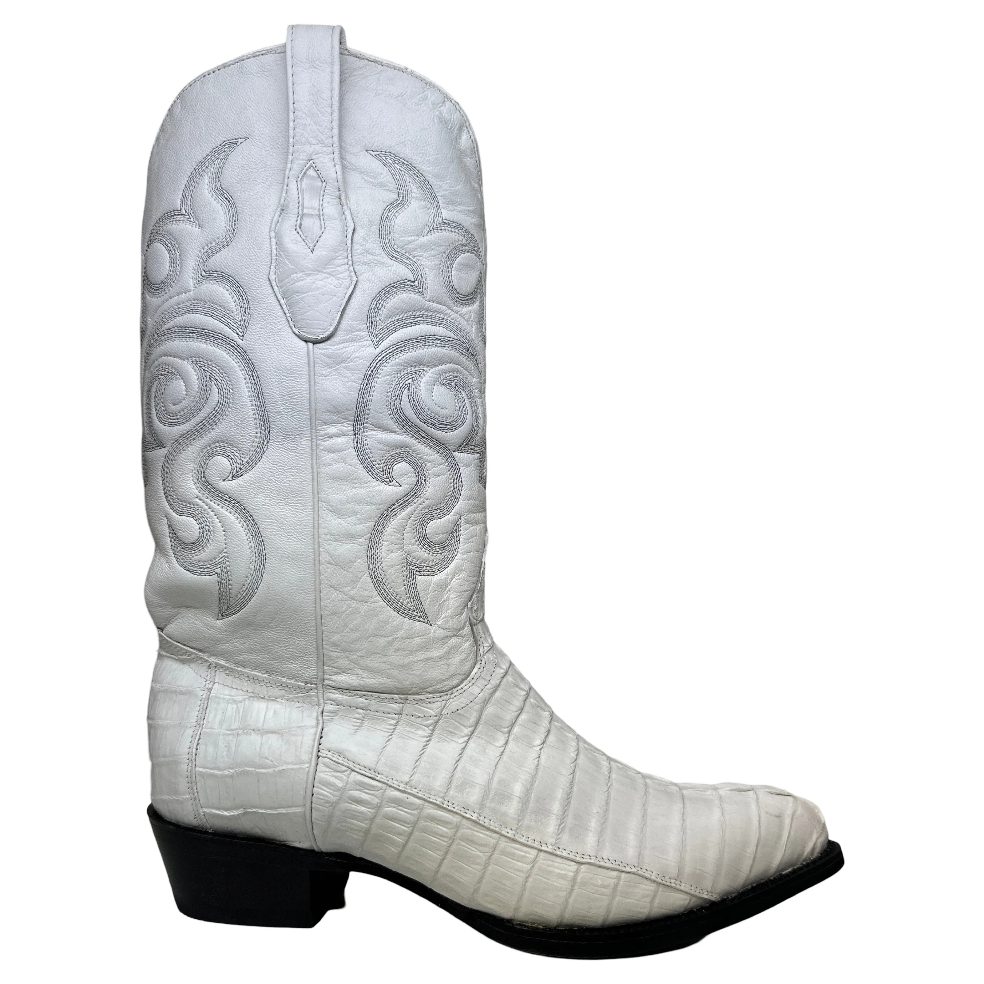 Los Altos Whtie Caiman Tail Pointed Toe Cowboy Boots