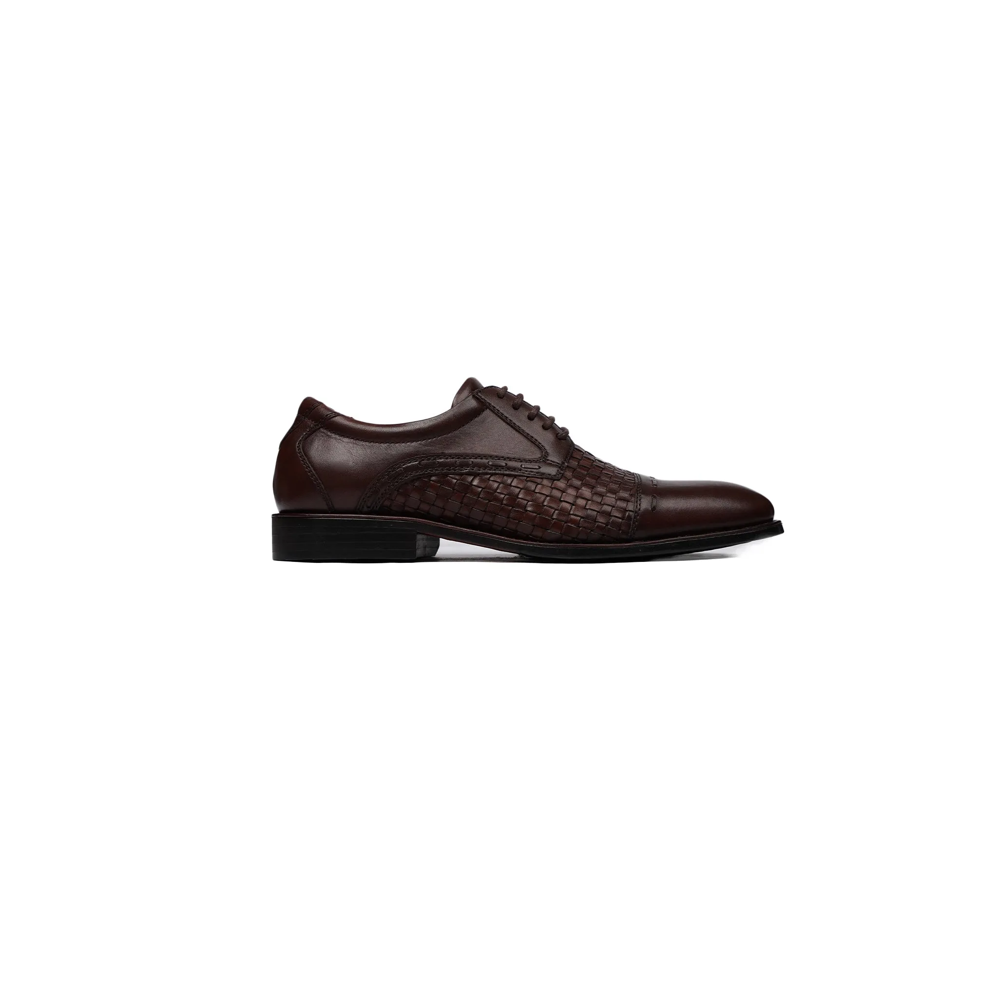 Loures - Kid's Dark Brown Calf and Hand Woven Leather Derby Shoe (5-12 Years Old)