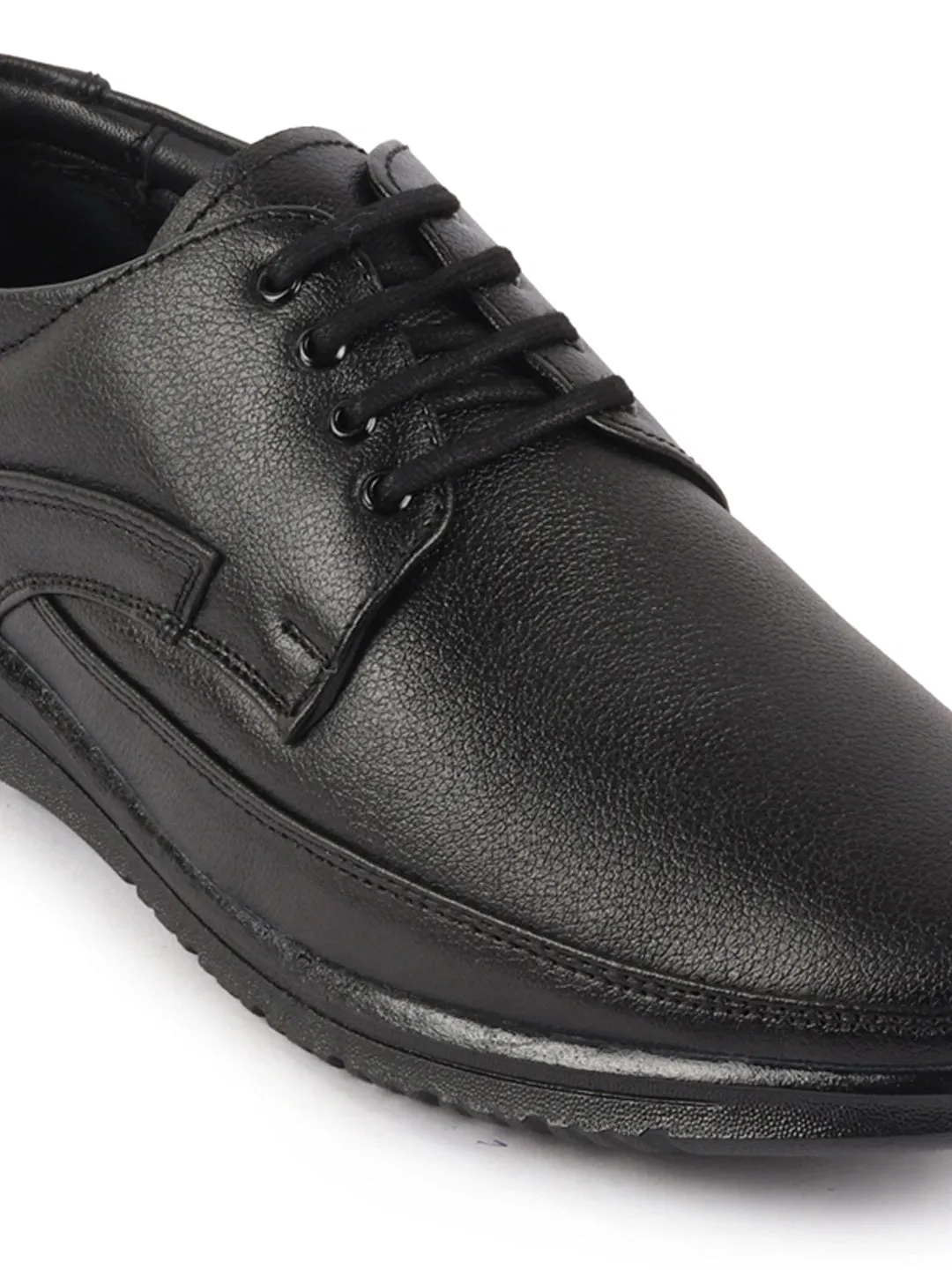 Men Black Genuine Leather Formal Office Lace Up Derby Shoes