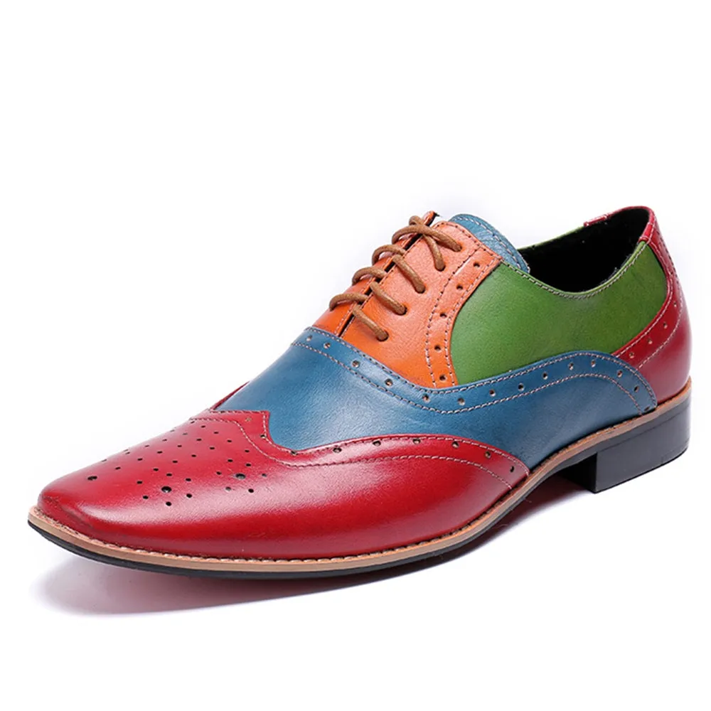 Men Colored Lace Up Oxford Shoes