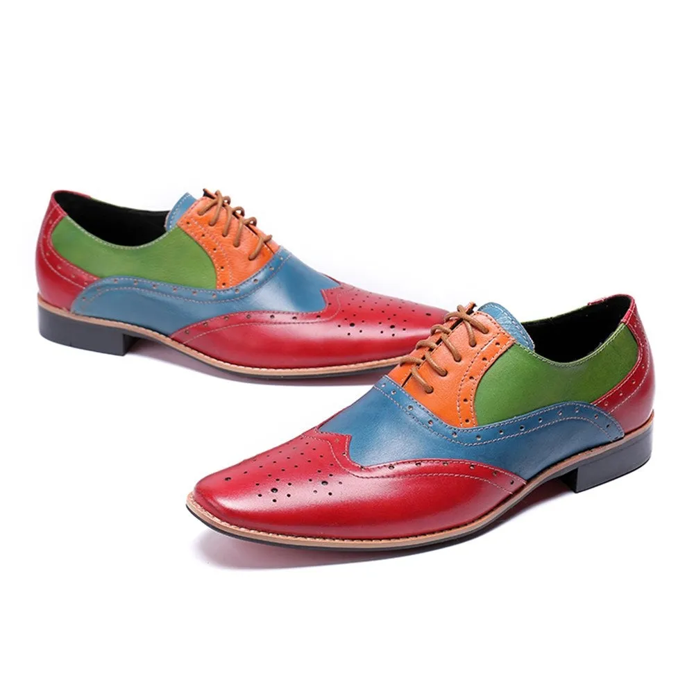 Men Colored Lace Up Oxford Shoes