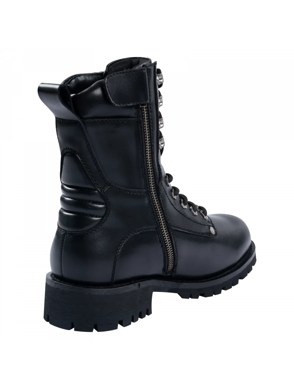 Men Leather High Rise Zip Side Biker Boots