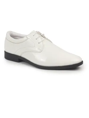 Men White Patent Leather Party Formal Embossed Office Lace Up Derby Shoes|Classic Comfort Shoes