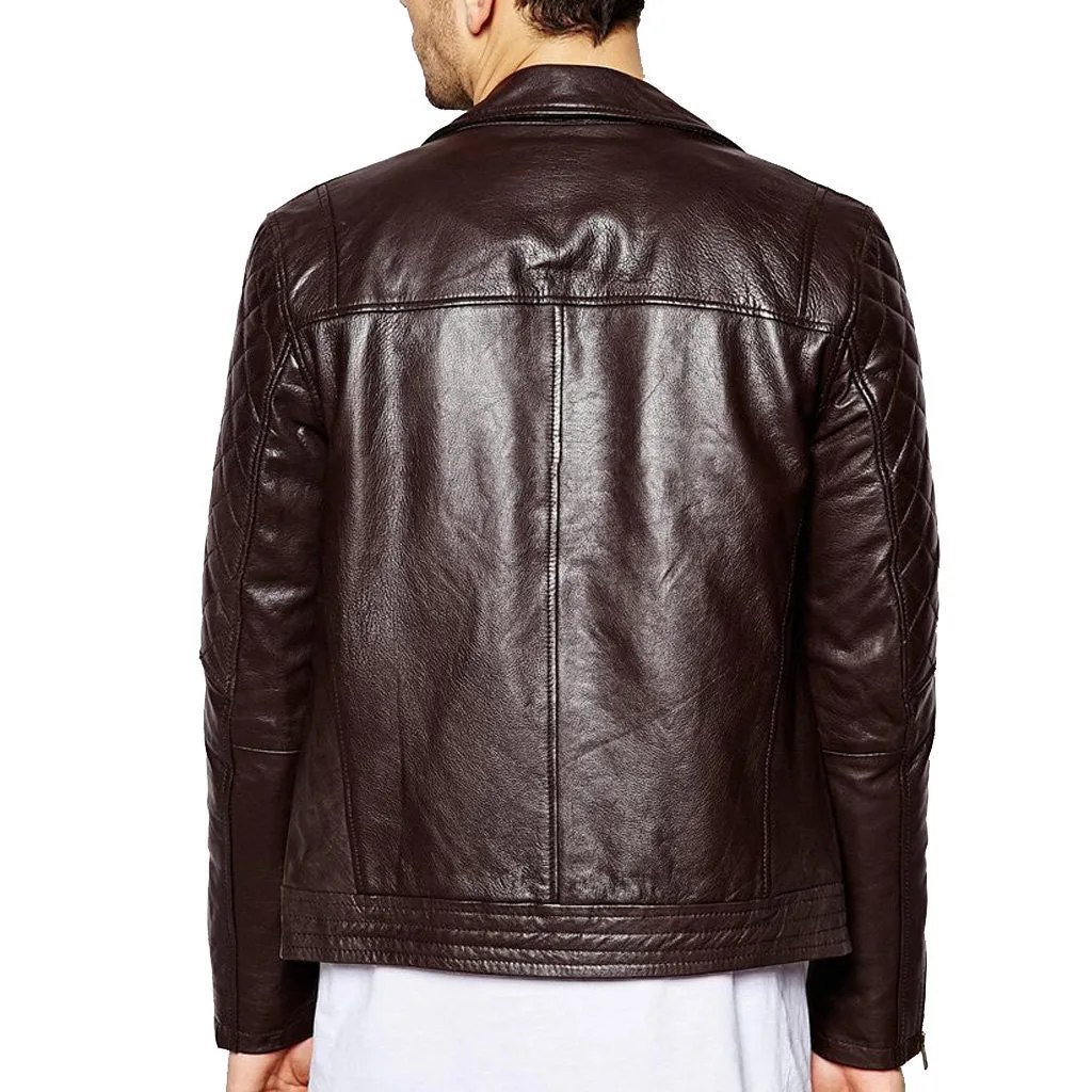 Men's Brown Leather Motorcycle Jacket MJ029