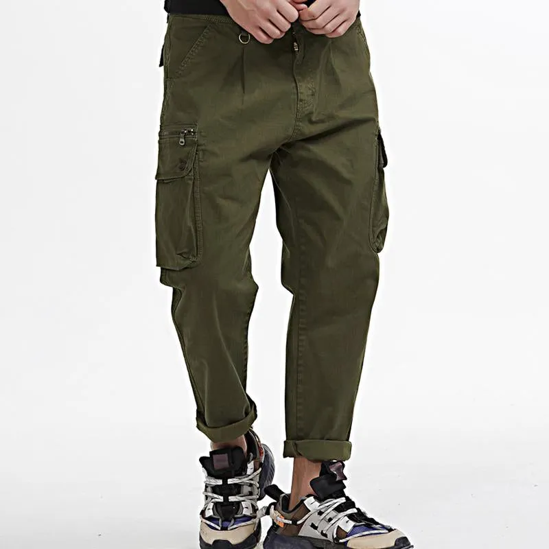 Men's Casual Outdoor Multi-Pocket Solid Color Cargo Pants 81100012M