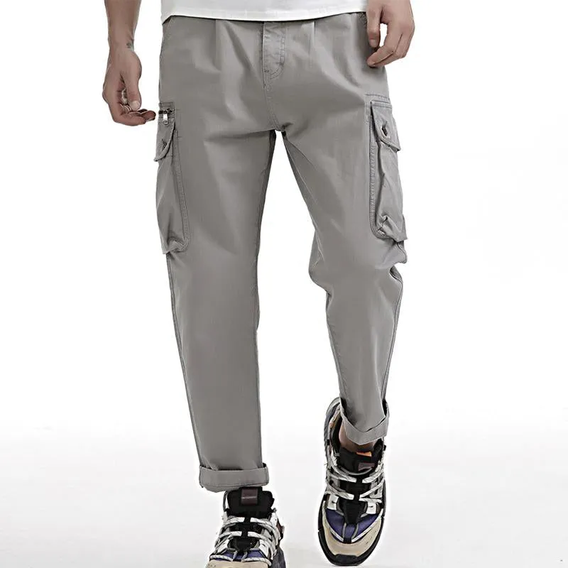 Men's Casual Outdoor Multi-Pocket Solid Color Cargo Pants 81100012M