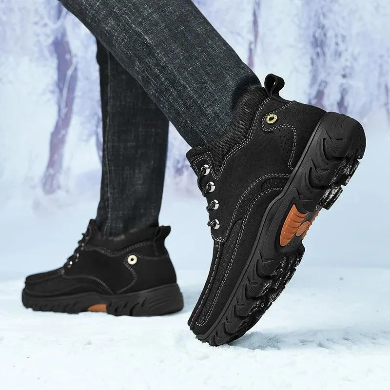 Men's Casual Shoes Winter Plush Warm Snow Boots Male Footwear Rubber leather Ankle Boots