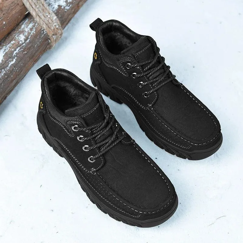 Men's Casual Shoes Winter Plush Warm Snow Boots Male Footwear Rubber leather Ankle Boots