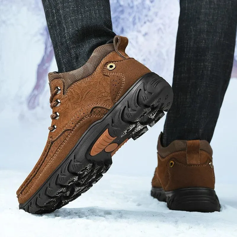 Men's Casual Shoes Winter Plush Warm Snow Boots Male Footwear Rubber leather Ankle Boots