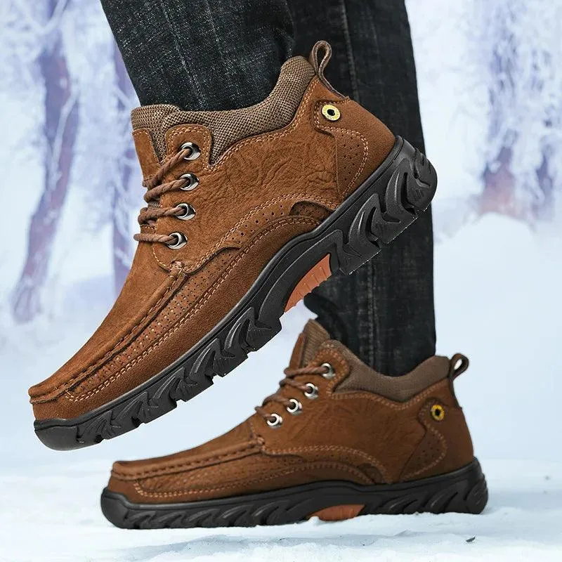 Men's Casual Shoes Winter Plush Warm Snow Boots Male Footwear Rubber leather Ankle Boots