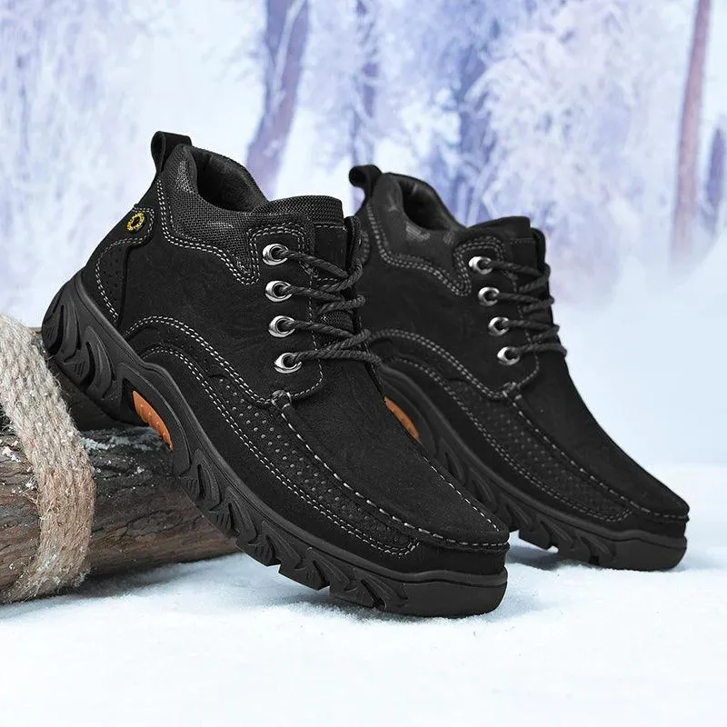 Men's Casual Shoes Winter Plush Warm Snow Boots Male Footwear Rubber leather Ankle Boots