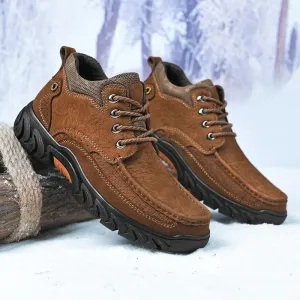 Men's Casual Shoes Winter Plush Warm Snow Boots Male Footwear Rubber leather Ankle Boots