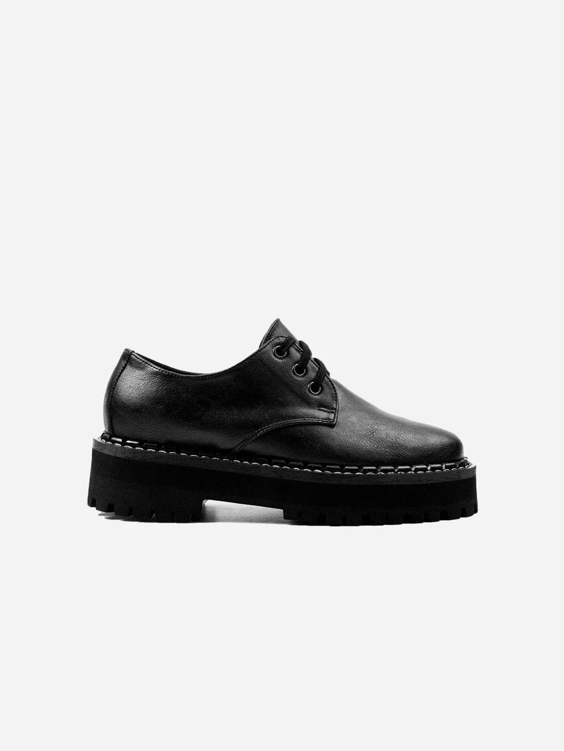 Men's Chunky Grape Leather Vegan Derby | Black