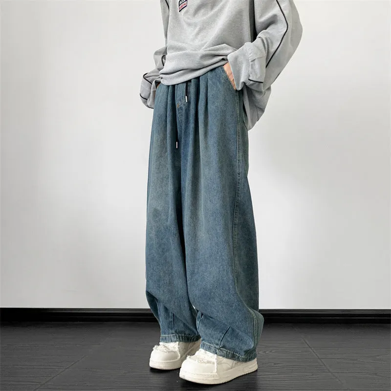 Men's Jeans Autumn and Winter Fashion Brand Japanese Wide Leg Leisure Harajuku Style Jeans Loose Youth All-Matching Trousers