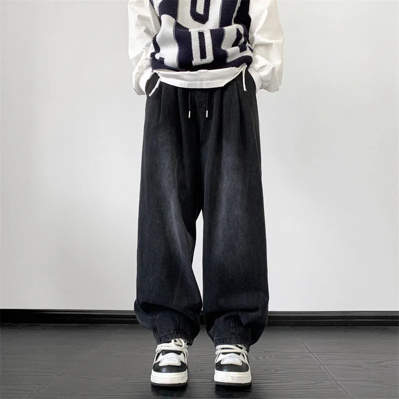 Men's Jeans Autumn and Winter Fashion Brand Japanese Wide Leg Leisure Harajuku Style Jeans Loose Youth All-Matching Trousers