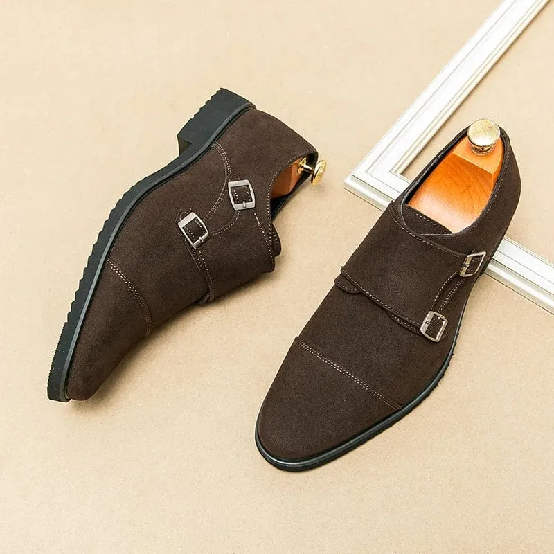 Men's Suede Derby Shoes with Buckle Detail - Classic Wedding & Business Footwear