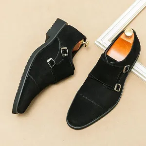 Men's Suede Derby Shoes with Buckle Detail - Classic Wedding & Business Footwear