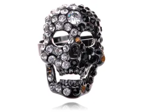 Mesmerizing Black Gun Plated Skull Head Ring