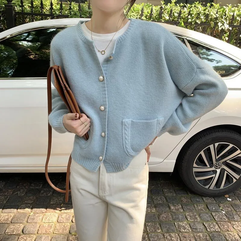 METAVERSMALL Autumn and winter gentle wind long-sleeved cardigan knitted sweater jacket sweater New popular Korean loose lazy sweater women