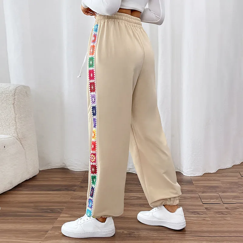 METAVERSMALL New Hot Trade Pants New New 2025 Autumn Women's Clothing  Loose Color Strip Splicing Sweatpants