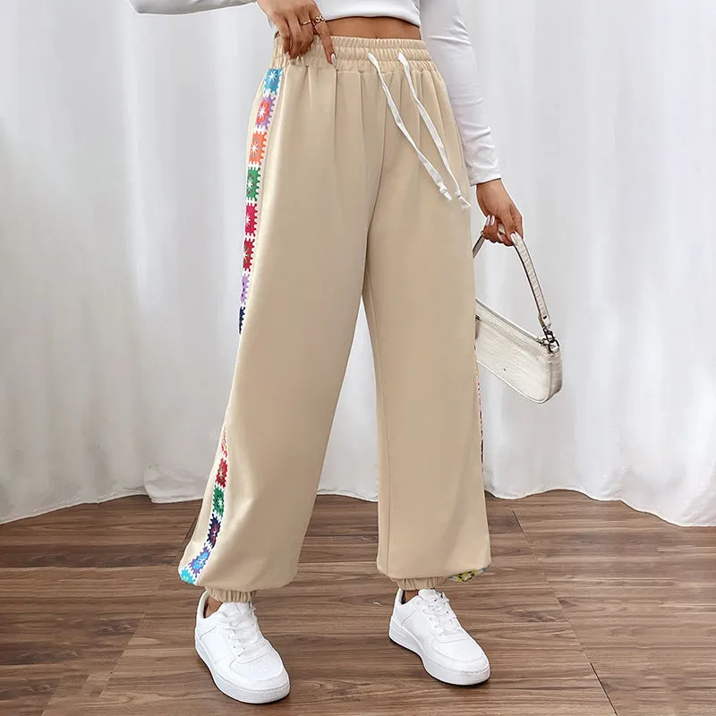 METAVERSMALL New Hot Trade Pants New New 2025 Autumn Women's Clothing  Loose Color Strip Splicing Sweatpants