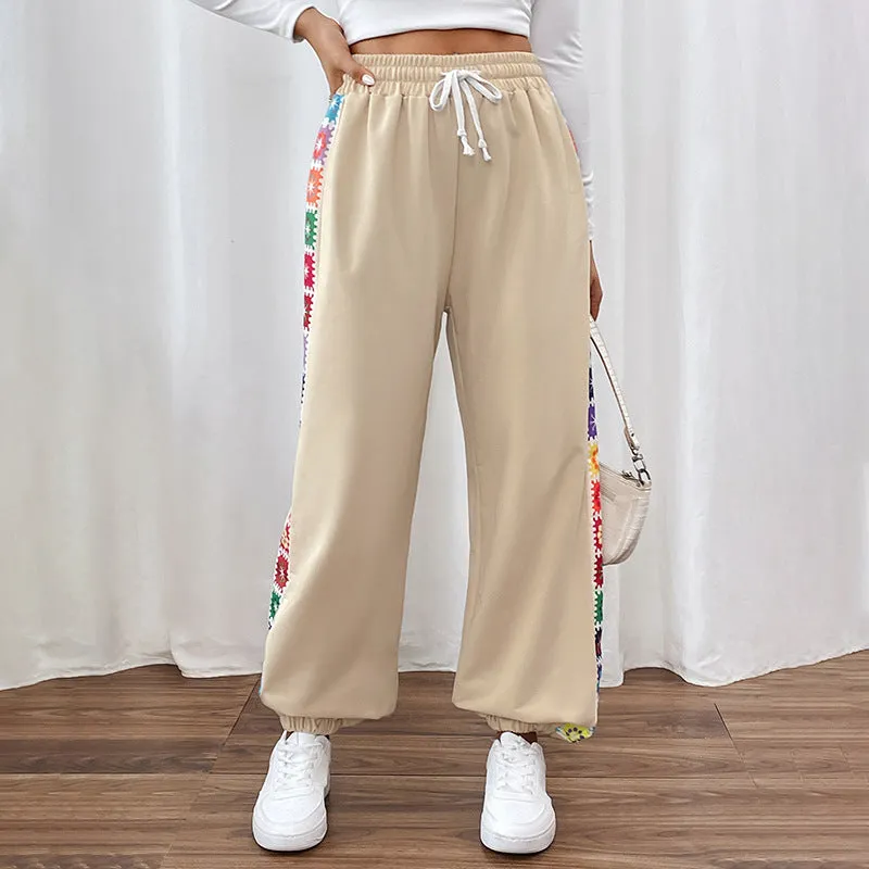 METAVERSMALL New Hot Trade Pants New New 2025 Autumn Women's Clothing  Loose Color Strip Splicing Sweatpants