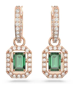 Millenia Drop Earrings Octagon Cut Green Rose Gold-Tone Plated