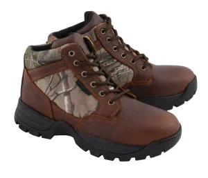 Milwaukee Leather MBM9146 Men's Brown Waterproof Hiking Boots with Mossy Oak Print