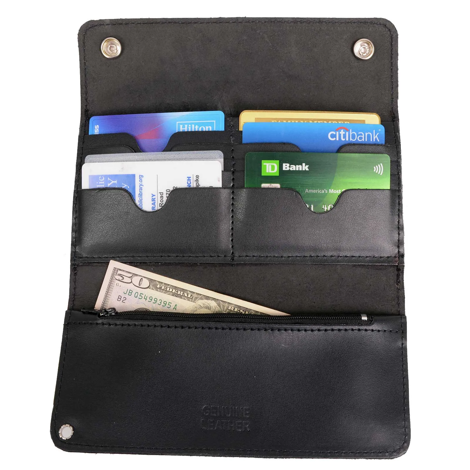 Milwaukee Leather MLW7811 Men's 8” Black Leather Biker Wallet -