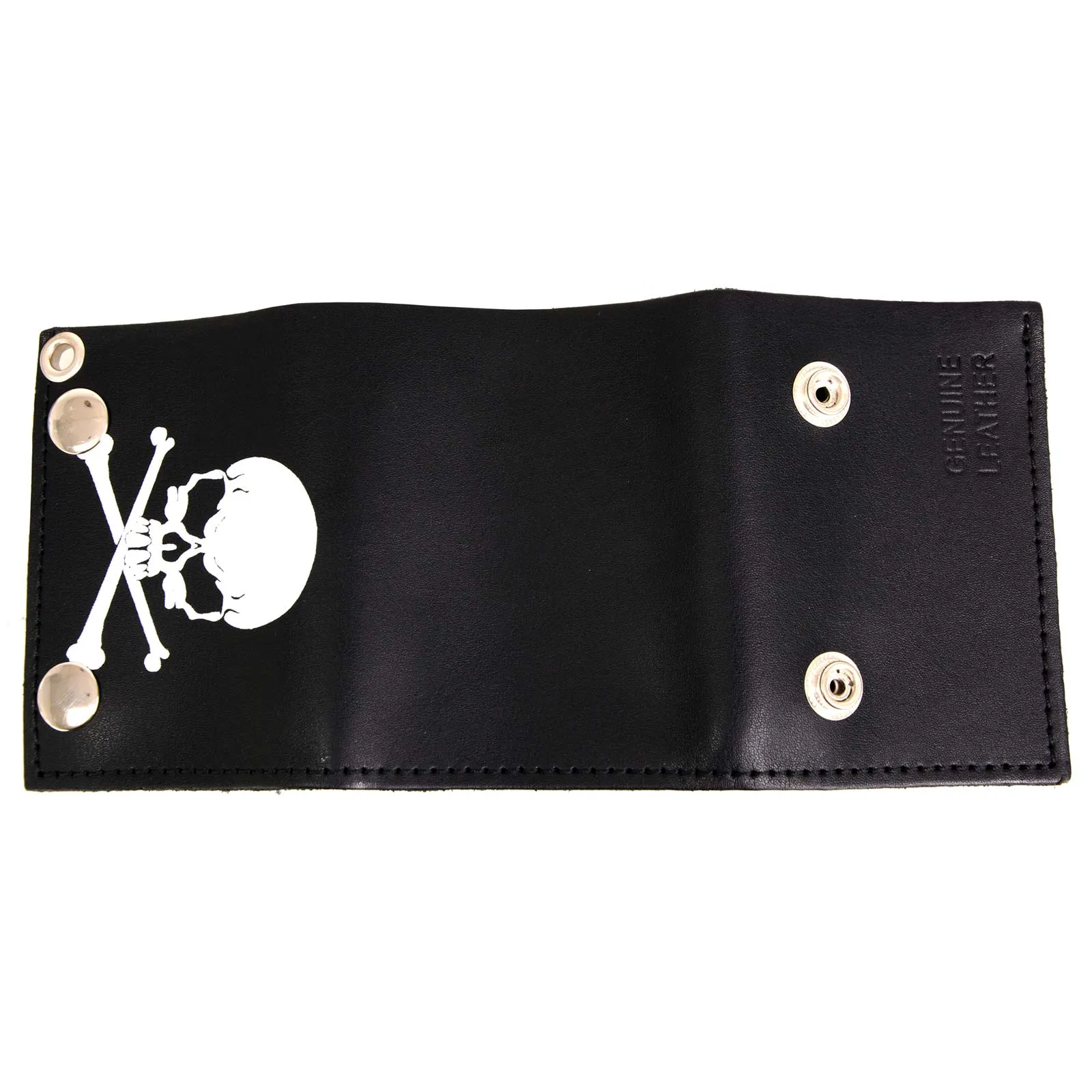 Milwaukee Leather MLW7835 Men's 4” Black Leather Biker Wallet w/ Skull