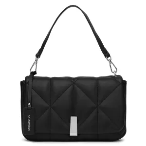 Miraggio Genevieve Quilted Crossbody Bag for Women with Detachable Sling Strap & Top Handle (Black)