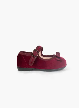 My First Hampton Classics Lana First Walkers in Burgundy Velvet