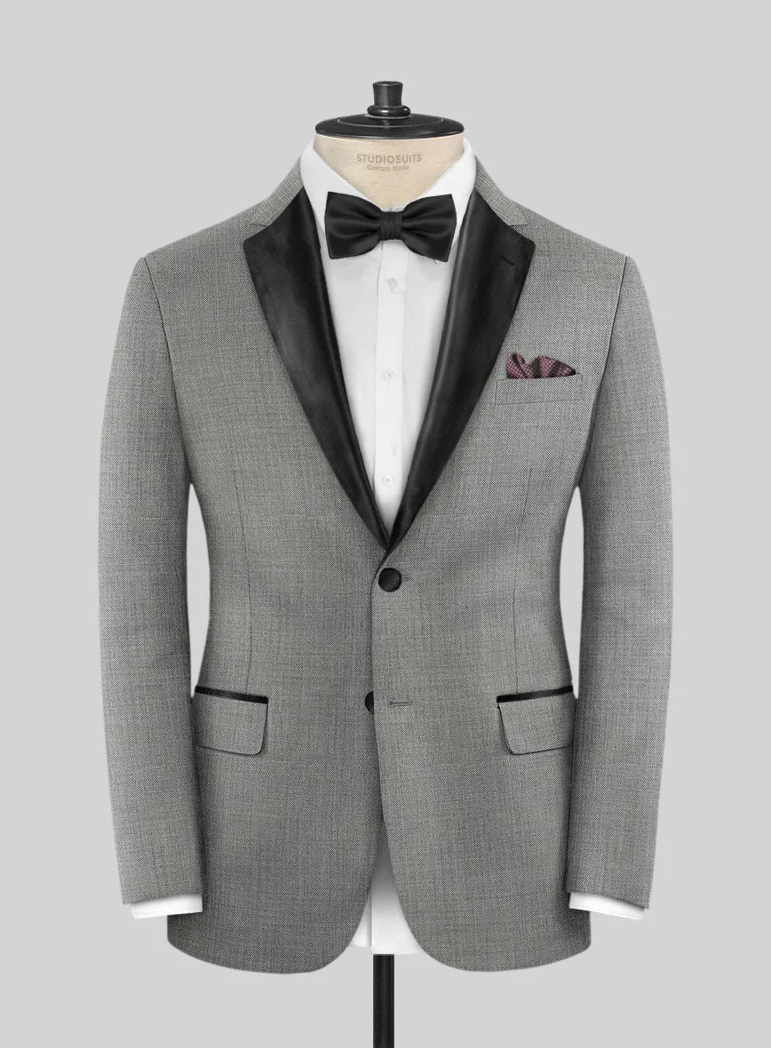 Napolean Sharkskin Light Gray Wool Tuxedo Jacket