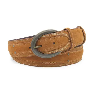 Newman Tan Suede Rivet Flat C Prong Belt