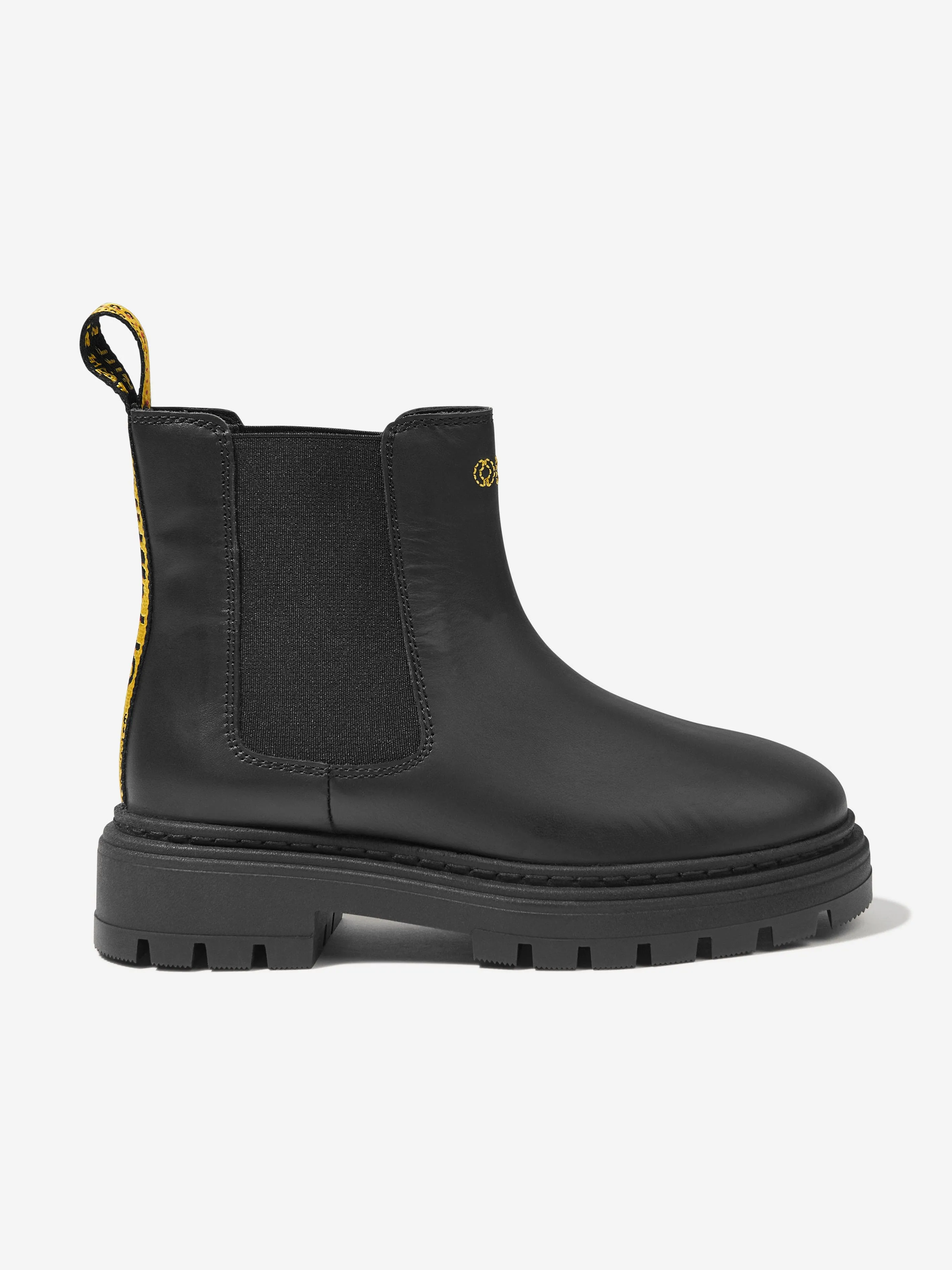 Off-White Boys Leather Chelsea Boots in Black