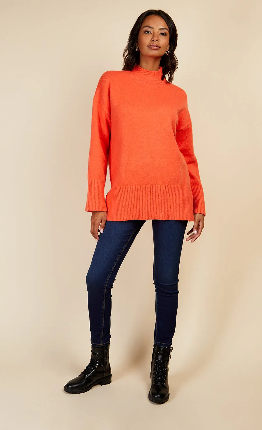 Orange High Neck Knit Jumper by Vogue Williams